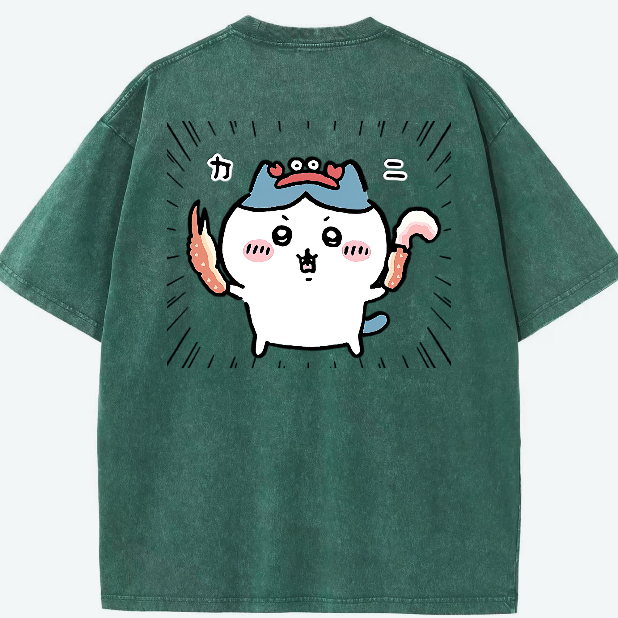 （画像用） ちいかわ ハチワレ Chii-kawa hachiware 綿100% ヴィンテージ風 半袖Tシャツ（背面プリント）